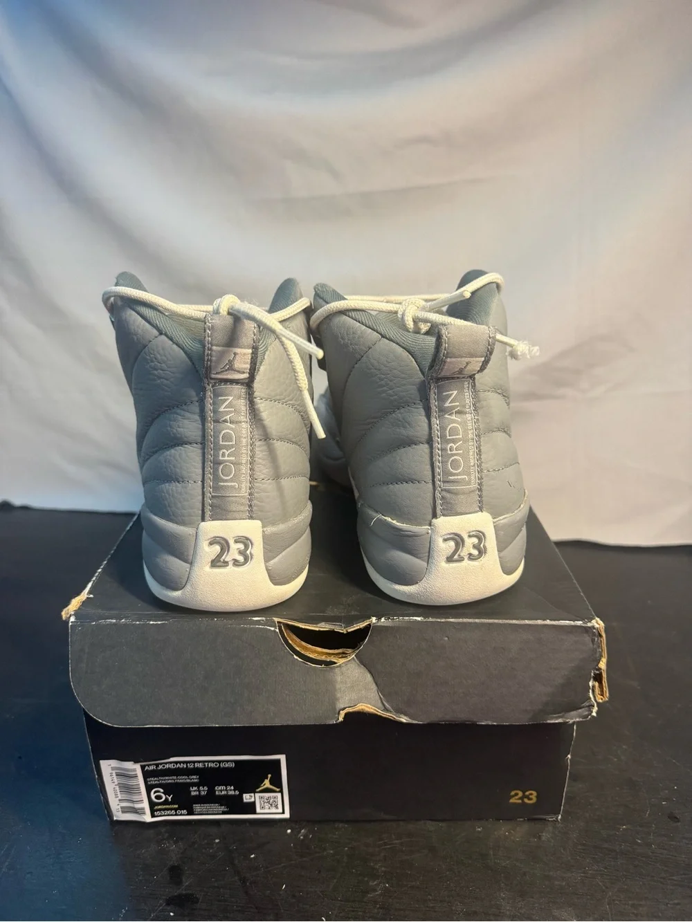 Nike Jordan 12 Air Jordan Jumpman Grey and White High-Top Sneakers